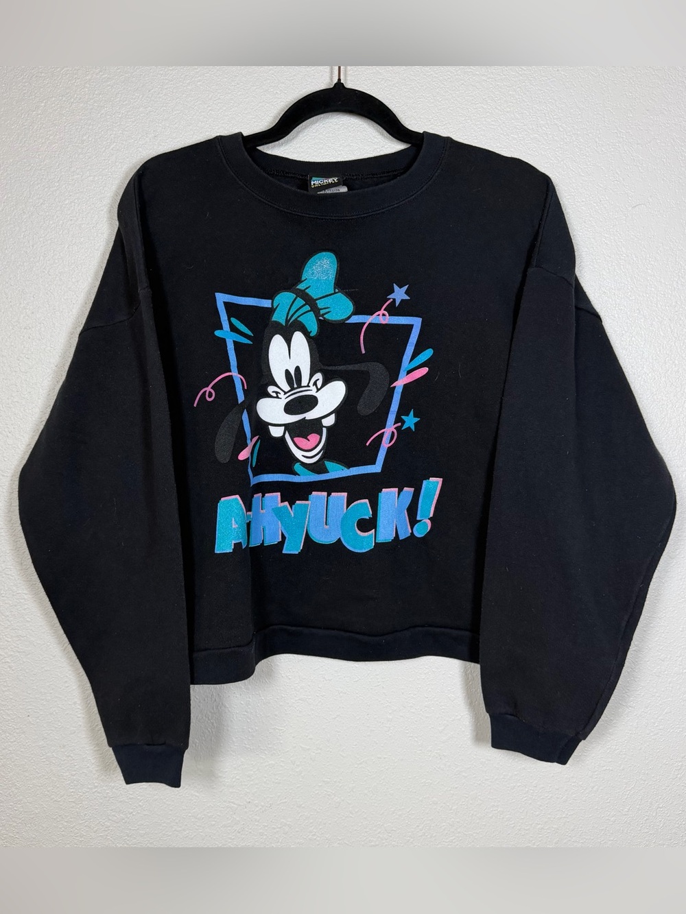 RARE Vintage 1990s Retro Goofy A-Hyuck Boxy Graphic Crewneck Sweater Small